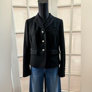 Boden Black Wool Blend Women's Blazer with Silver Buttons